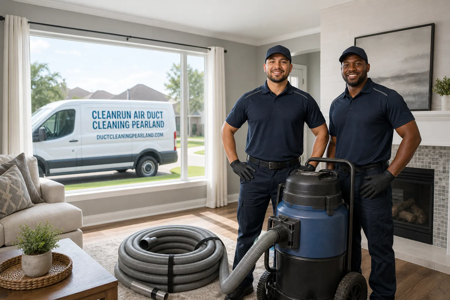 CleanRun Air Duct Cleaning Pearland air duct cleaning service vehicle and crew in Pearland, TX